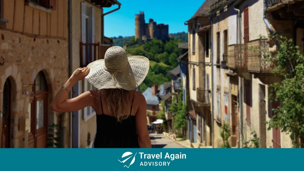 A woman enjoying the experience of the culture of the place she traveled to.