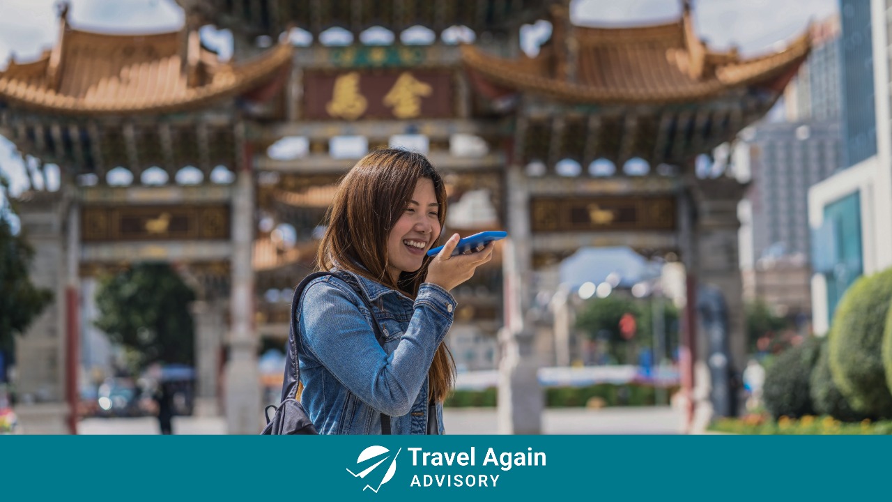 A woman having a travel experience in a new country.