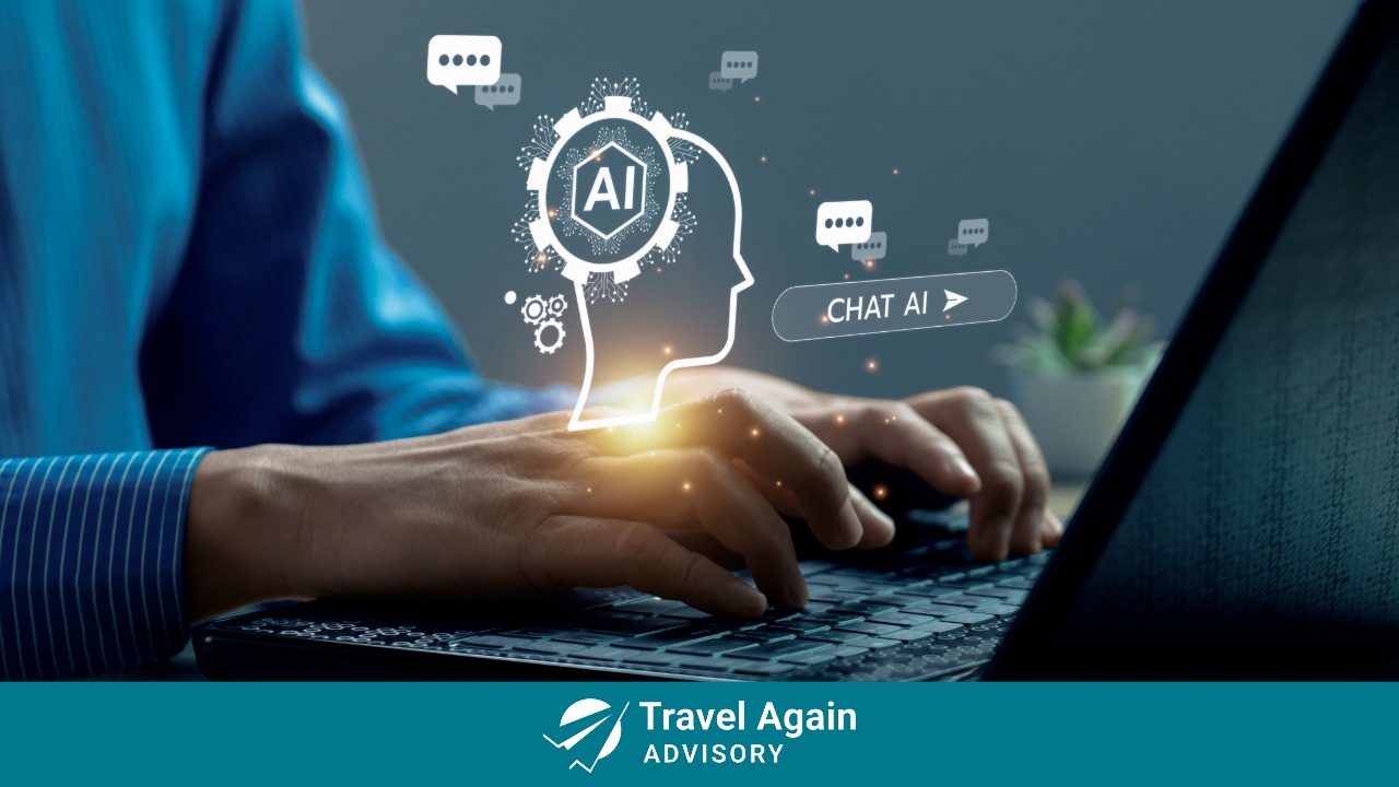 A man searching for airlines and travel information with Generative AI