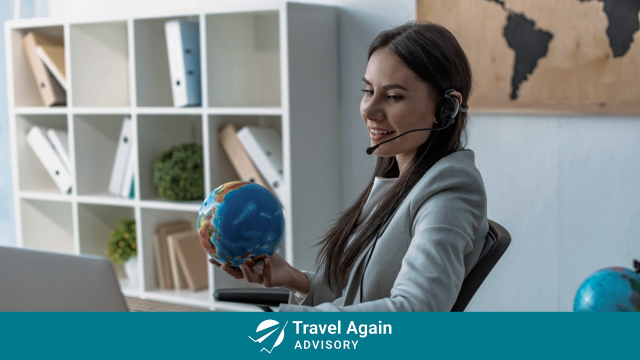 a travel management "TMC" employee on a call 
